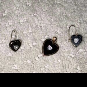 Black and Silver Heart Jewelry Set